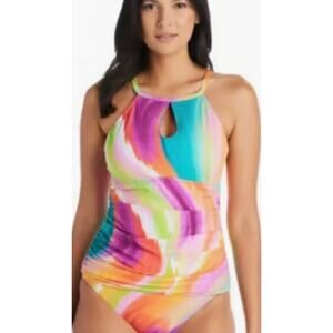 Bleu Rod Beattie Splash Out  High Neck Tankini 4 NWT